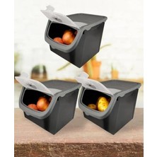 MarkEntegra 12 Litre Kapasiteli Soğan Patates Saklama Kabı, Gri