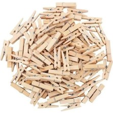 MarkEntegra Natural Renkli 24 Adet Mini Ahşap Not Mandalı ile Dekoratif Tutucu