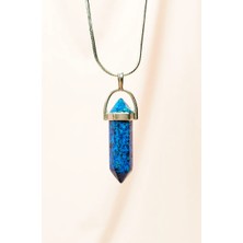 Royaleks Kesgin Market® Labradorit Doğal Taşı Zincirli El Yapımı Tasarımlı Kolye Uç: 3,5 cm Zincir: