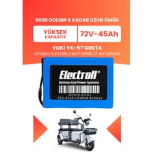 Electroll Yuki Yk-57 Greta Batarya (Yüksek Kapasite) Lifepo4 72V 45AH Elektrikli Motorsiklet Bataryası