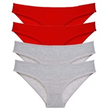 Royaleks Kesgin Market® 4 Adet Eko Set Likralı Kadın Slip Külot Kırmızı Gri Teknokesgin