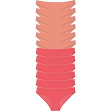 Royaleks Kesgin Market® 12 Adet Eko Set Likralı Kadın Slip Külot Pudra Fuşya Teknokesgin