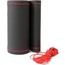 MarkEntegra Dikişli Deri Direksiyon Kılıfı, Siyah Mavi Kırmızı Renk Seçenekleriyle