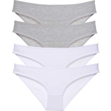 Royaleks Kesgin Market® 4 Adet Süper Eko Set Likralı Kadın Slip Külot Gri Beyaz Teknokesgin