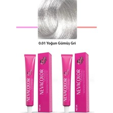 Kesgin Market® 2 Li Set Premium 0.01 Yoğun Gümüş Gri - Kalıcı Krem Saç Boyası 2 x 50 G Tü