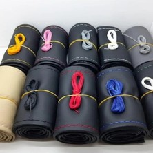 MarkEntegra Deri Direksiyon Kılıfı, Lüx Siyah ve Kırmızı Ip Tasarım