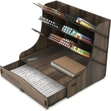 MarkEntegra Büyük Boy Masaüstü Kalemlik, 12 Gözlü Organizer Çekmeceli