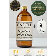Ondéle Yeşil Elma Oda Kokusu Yedek Dolum Esansı 500ML - %40 Konsantre - Şişe & Bambu Hediyeli