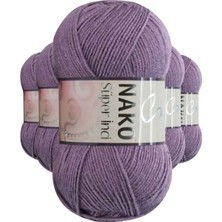 Nako Kesgin Market® 5 Adet Süper Inci El Örgü Ipi 100 gr Açık Mürdüm 6684 Teknokesgin