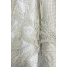 Royaleks Kesgin Market® Yağmur Damlası Simli Abiye Elbise Şallık Tül Kumaş Ekru 12 Teknokesgin