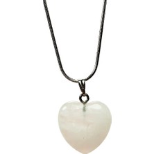 Royaleks Kesgin Market® Pembe Kuvars Doğal Taşı Zincirli El Yapımı Kolye Uç: 2 cm Zincir: 20 cm Kutul