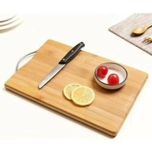 Royaleks Group Kesgin Market® Bambu Metal Saplı Ekmek Kesme Tahtası 30X20X1,8 cm ROYALEKS-67459 Teknokesgin