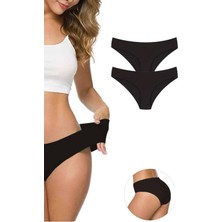 Royaleks Kesgin Market® 2 Adet Kadın Dikişsiz Lazer Kesim Esnek Iz Yapmayan Külot Siyah Teknokesgin