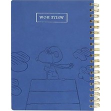 MarkEntegra Snoopy Tasarımlı Vegan Deri Spiral Günlük, 192 Sayfa