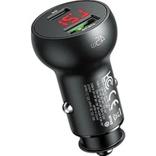 MarkEntegra Dijital Göstergeli Araç Çakmak Şarjı, 45W Güç ve 1xtype-C ile USB Girişi