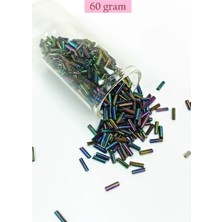 Royaleks Kesgin Market® Uzun Boru Kesme Boncuk Çap 2mm Uzunluk 10 mm - 60 Gram - Mavi Yeşil - BNC269 Tekn