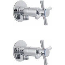 Kesgin Market® 2 Li Artı Aç Kapa 4 Kollu Krom Çevirveli Taharet Musluğu Teknokesgin