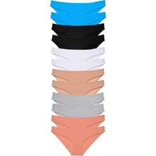 Royaleks Kesgin Market® 12 Adet Eko Set Likralı Kadın Slip Külot Çok Renkli 4 Teknokesgin