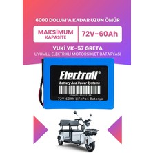 Electroll Yuki Yk-57 Greta Batarya (Maksimum Kapasite) Lifepo4 72V 60AH Elektrikli Motorsiklet Bataryası