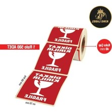 MarkEntegra 70X80 mm Dikkat Kırılır Etiketi, 1 Rulo 500 Adet