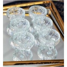 Royaleks Kesgin Market® Rayan Cam Ayaklı Kase 6'lı Kristal Görünüm Teknokesgin