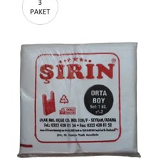 Şirin Kesgin Market® Beyaz Kalın Atlet Poşet Orta Boy 28X50 cm 1 kg 3 Paket (Takriben 225 Adet) Teknok
