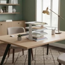 MarkEntegra 4 Katlı Metal Dosya Rafı, Masa Üstü Ofis Organizer, Beyaz