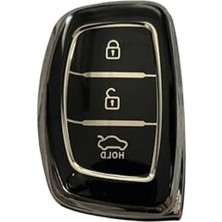 MarkEntegra Autohan Keys Lüx Anahtar Kılıfı, Siyah-Gümüş Renk, Nano Koruma Teknolojili, Tucson Elentra Bayon Için Uyumlu, Anahtarsız Çalıştırma