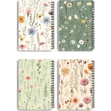 MarkEntegra A5 Boyutunda 4'lü Ince Kapak Hatıra Defter Seti, Spiral