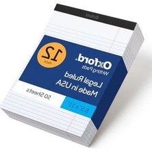 MarkEntegra 12'li Paket Geniş Çizgili Yasal Ped, Beyaz Kağıt, 50 Yaprak