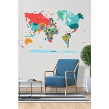 MarkEntegra Elektrostatik Özellikte Yapışkansız Renkli Dünya Haritası