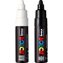 MarkEntegra Büyük Mermi Uçlu Sanat Kalemi, 2'li Set, Siyah ve Beyaz