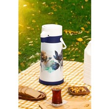 MarkEntegra 1.8lt Pompalı Çiçek Desenli Termos, Sıcak-Soğuk Içecekler Için
