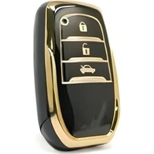 MarkEntegra Autohan Keys Lüx Toyota Corolla Flama x Pack 3 Buton Nano Anahtar Kılıfı Siyah Gold Altın Renk