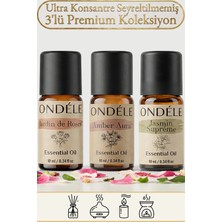 Ondéle 3'lü Romantik Gece Saf Esansiyel Uçucu Yağ Buhurdanlık Mum Difüzör Kokusu: Gül,jasmin,amber