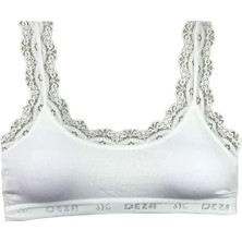 Royaleks Kesgin Market® Dantel Nakış Işlemeli Pedli Bambu Kadın Büstiyer Beyaz Teknokesgin