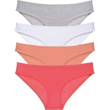 Royaleks Kesgin Market® 4 Adet Süper Eko Set Likralı Kadın Slip Külot Gri Beyaz Pudra Fuşya Teknokesgi