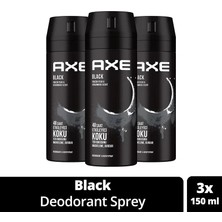 Royaleks Kesgin Market® 3 Adet Axe Erkek Deodorant & Bodyspray Black 48 Saat Etkileyici Koku Vücut Spreyi