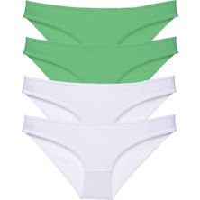 Royaleks Kesgin Market® 4 Adet Eko Set Likralı Kadın Slip Külot Yeşil Beyaz Teknokesgin