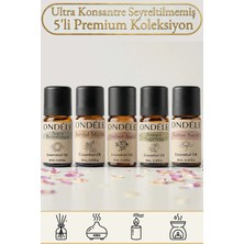 Ondéle 5'li Mistizm ve Gizem Saf Esansiyel Yağ Buhurdanlık Mum Kokusu: Sandal Mist,amber,jasmin,aura,lotus
