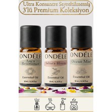 Ondéle 3'lü Odak ve Enerji Saf Esansiyel Uçucu Yağ Buhurdanlık Mum Difüzör Kokusu: Aura,ocean,sakura