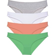 Royaleks Kesgin Market® 4 Adet Süper Eko Set Likralı Kadın Slip Külot Gri Beyaz Pudra Yeşil Teknokesgi