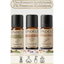 Ondéle 3'lü Romantik Anlar Saf Esansiyel Uçucu Yağ Buhurdanlık Mum Difüzör Kokusu: Gül,vanilla,jasmin
