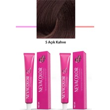 Kesgin Market® 2 Li Set Premium 5 Açık Kahve - Kalıcı Krem Saç Boyası 2 x 50 G Tüp Teknokes