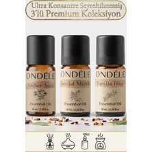 Ondéle 3'lü Egzotik Kaçış Saf Esansiyel Uçucu Yağ Buhurdanlık Mum Difüzör Kokusu: Vanilla,sandal Mist,amber
