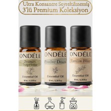 Ondéle 3'lü Tatlı Kaçamak Saf Esansiyel Uçucu Yağ Buhurdanlık Mum Difüzör Kokusu: Vanilla,jasmin,poudre