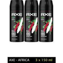 Royaleks Kesgin Market® 3 Adet Axe Africa Erkek Deodorant Sprey 150 ml Teknokesgin