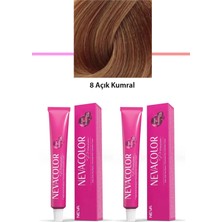 Kesgin Market® 2 Li Set Premium 8 Açık Kumral - Kalıcı Krem Saç Boyası 2 x 50 G Tüp Teknoke