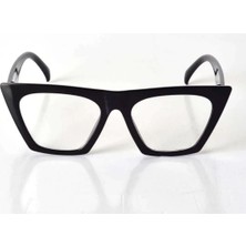 Royaleks Kesgin Market® Siyah Çerçeveli Şeffaf Cam Unisex Stil Gözlük Teknokesgin