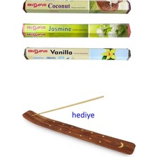 EbuDavud Kesgin Market® 3 Paket 20 Çubuklu Tütsü Jasmine - Coconut - Vanilla - Kayık Hediyeli Teknokesg